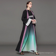Propietario diseñador marca OEM fabricante de la etiqueta de las mujeres ropa islámica personalizada frente abierta abaya musulmán cardigan abaya kimono